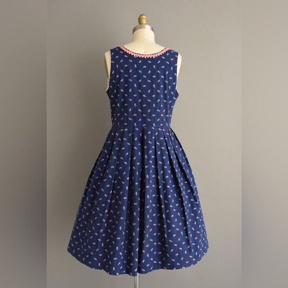 1960s dress | Adorable Blue & Pink Floral Print Dirndl Dress 60s vintage dress - Picture 9 of 10